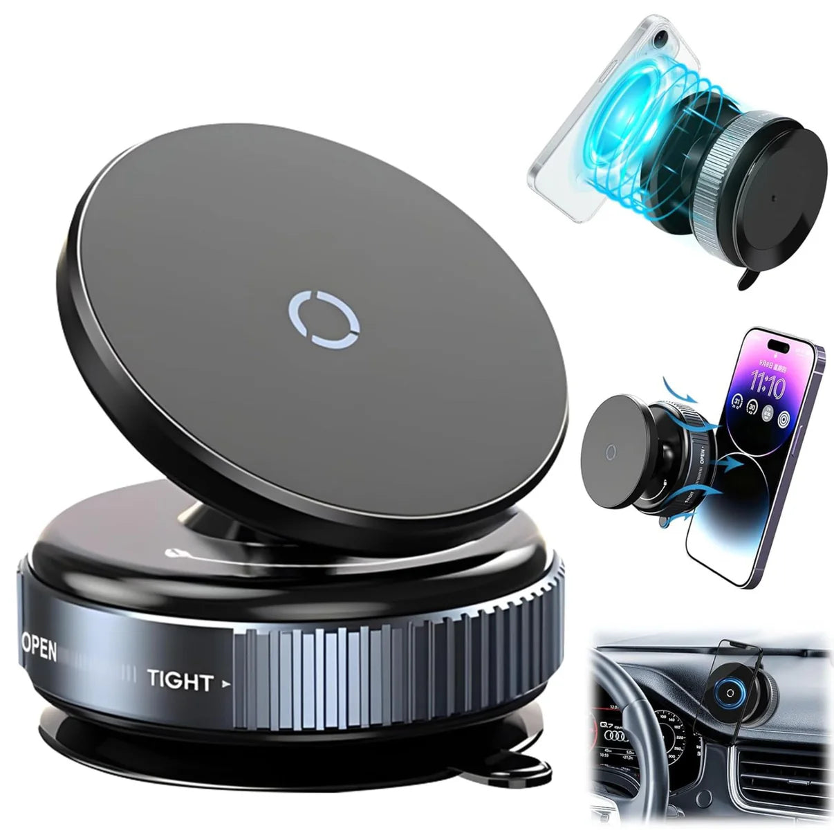 360° Magnetic Suction Cup Phone Holder